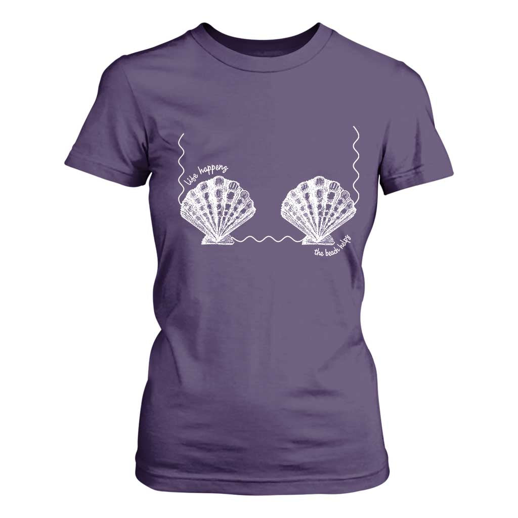 Seashell Bra T Shirt For Women Mermaid Cute Summer Beach Vacation TS10 Purple Print Your Wear