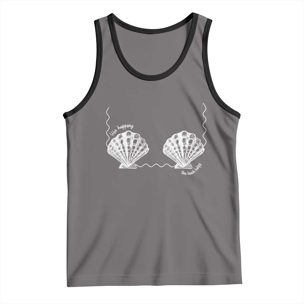 Seashell Bra Tank Top Mermaid Cute Summer Beach Vacation TS10 Deep Heather Black Print Your Wear