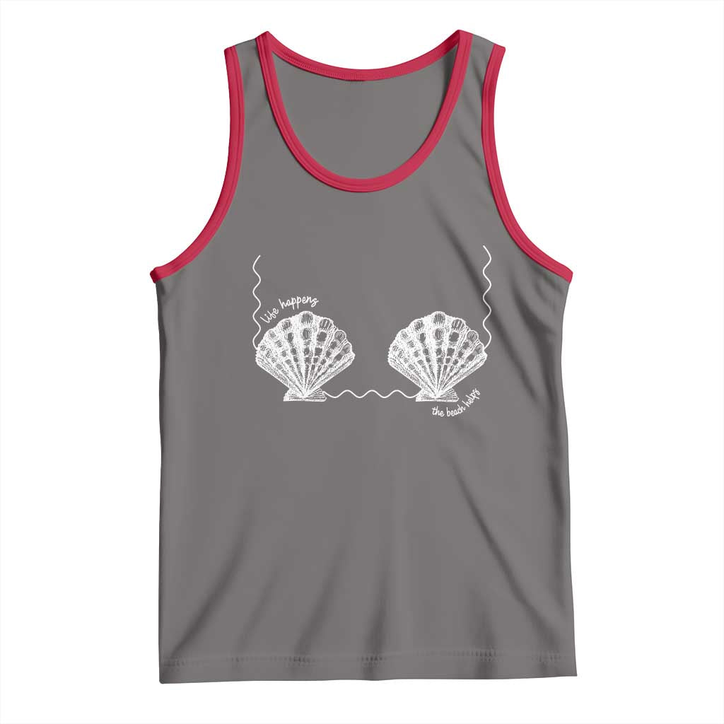 Seashell Bra Tank Top Mermaid Cute Summer Beach Vacation TS10 Deep Heather Red Print Your Wear