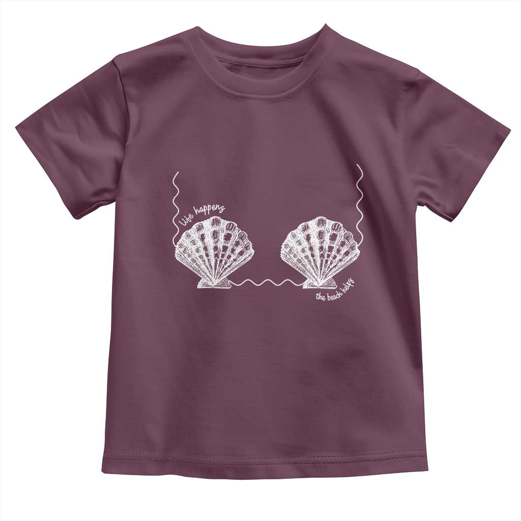 Seashell Bra Toddler T Shirt Mermaid Cute Summer Beach Vacation TS10 Maroon Print Your Wear