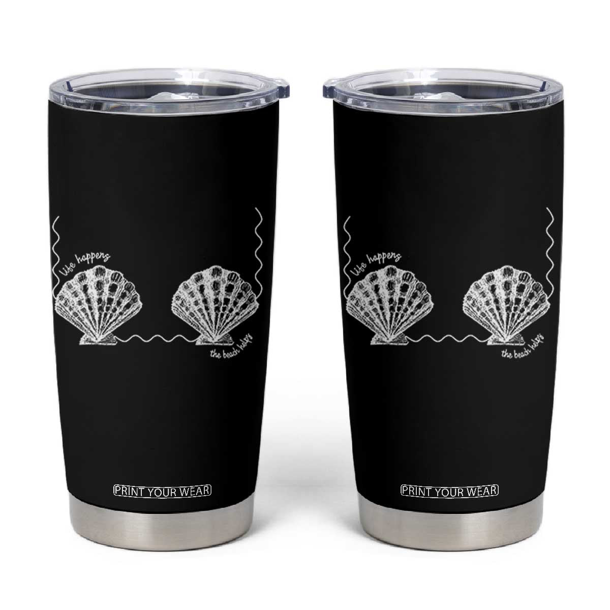 Seashell Bra Tumbler Cup Mermaid Cute Summer Beach Vacation TS10 Black Print Your Wear