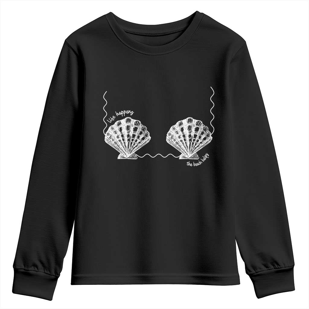 Seashell Bra Youth Sweatshirt Mermaid Cute Summer Beach Vacation TS10 Black Print Your Wear