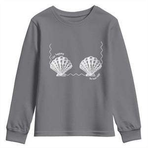 Seashell Bra Youth Sweatshirt Mermaid Cute Summer Beach Vacation TS10 Charcoal Print Your Wear