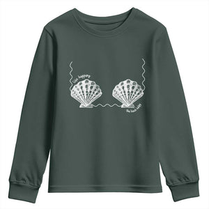 Seashell Bra Youth Sweatshirt Mermaid Cute Summer Beach Vacation TS10 Dark Forest Green Print Your Wear