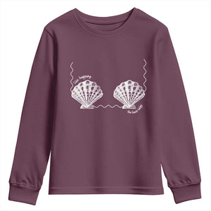Seashell Bra Youth Sweatshirt Mermaid Cute Summer Beach Vacation TS10 Maroon Print Your Wear