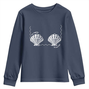 Seashell Bra Youth Sweatshirt Mermaid Cute Summer Beach Vacation TS10 Navy Print Your Wear