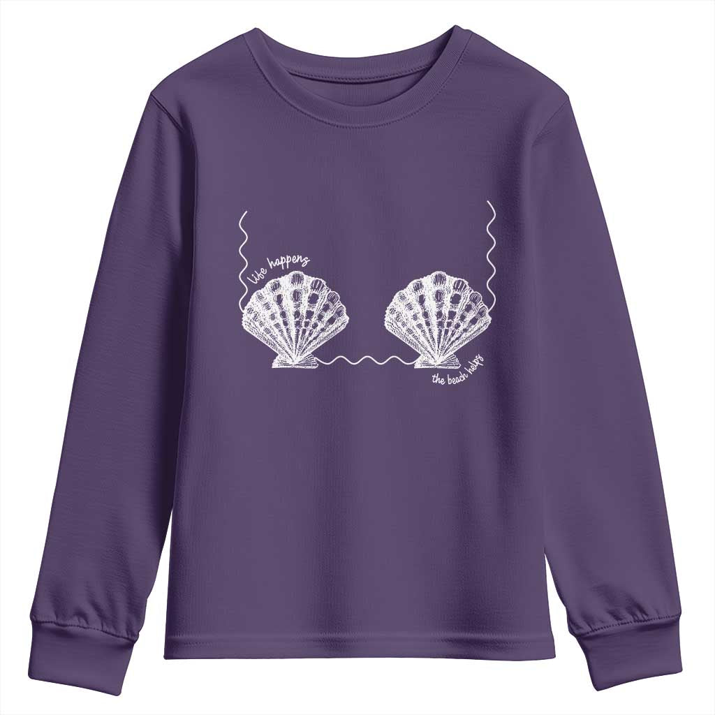 Seashell Bra Youth Sweatshirt Mermaid Cute Summer Beach Vacation TS10 Purple Print Your Wear