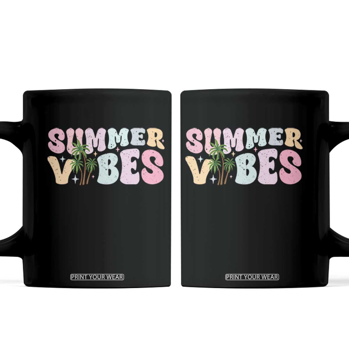 Summer Vibes Coffee Mug Beach Life Gift Distressed Beach Mom TS10 White Print Your Wear