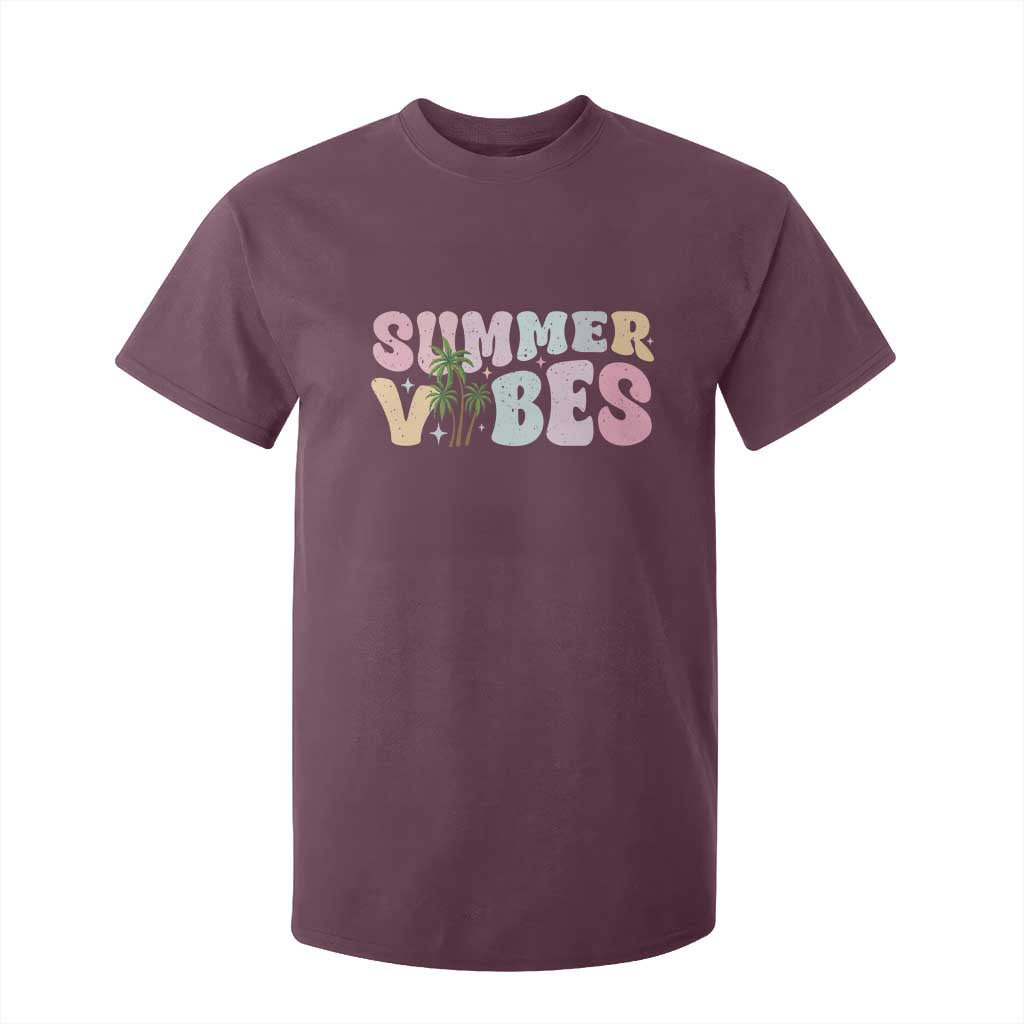 Summer Vibes T Shirt For Kid Beach Life Gift Distressed Beach Mom TS10 Maroon Print Your Wear