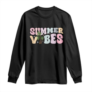 Summer Vibes Long Sleeve Shirt Beach Life Gift Distressed Beach Mom TS10 Black Print Your Wear