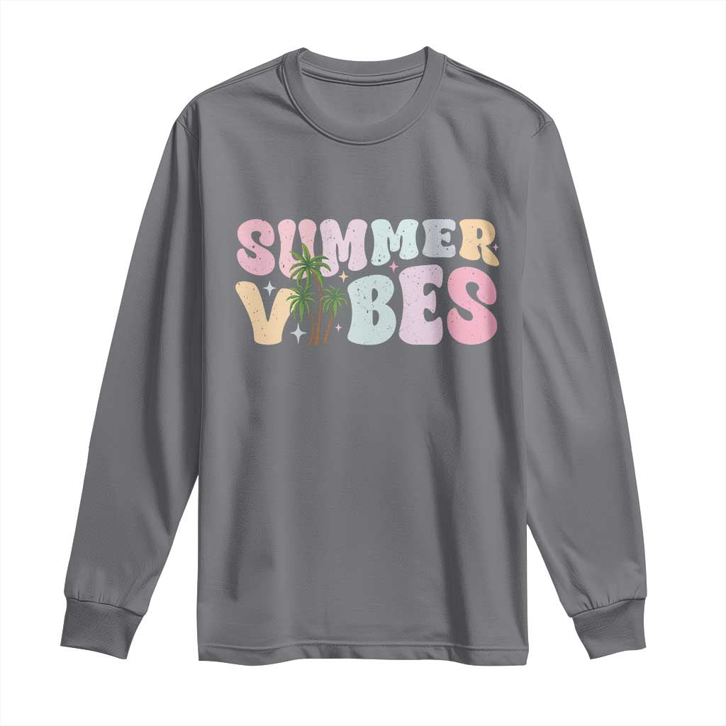 Summer Vibes Long Sleeve Shirt Beach Life Gift Distressed Beach Mom TS10 Charcoal Print Your Wear