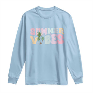 Summer Vibes Long Sleeve Shirt Beach Life Gift Distressed Beach Mom TS10 Light Blue Print Your Wear