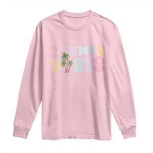 Summer Vibes Long Sleeve Shirt Beach Life Gift Distressed Beach Mom TS10 Light Pink Print Your Wear
