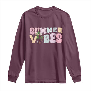Summer Vibes Long Sleeve Shirt Beach Life Gift Distressed Beach Mom TS10 Maroon Print Your Wear