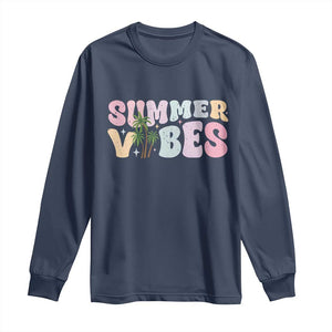 Summer Vibes Long Sleeve Shirt Beach Life Gift Distressed Beach Mom TS10 Navy Print Your Wear