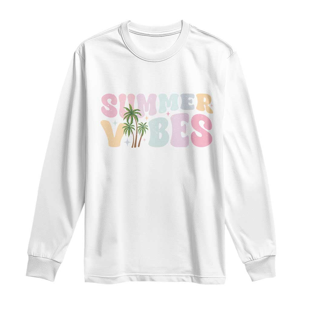 Summer Vibes Long Sleeve Shirt Beach Life Gift Distressed Beach Mom TS10 White Print Your Wear