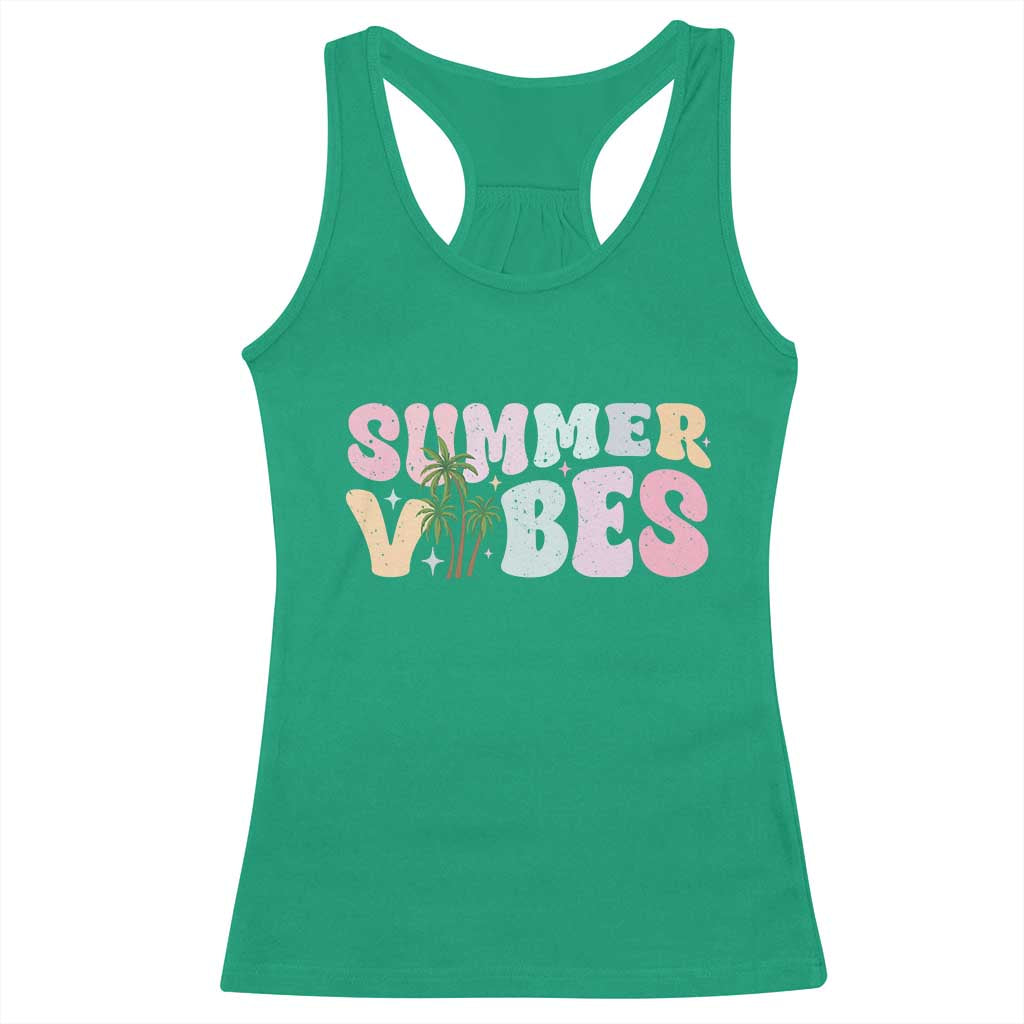 Summer Vibes Racerback Tank Top Beach Life Gift Distressed Beach Mom TS10 Irish Green Print Your Wear