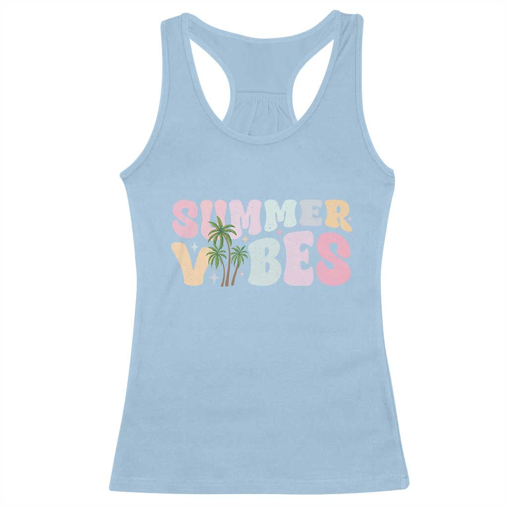 Summer Vibes Racerback Tank Top Beach Life Gift Distressed Beach Mom TS10 Light Blue Print Your Wear