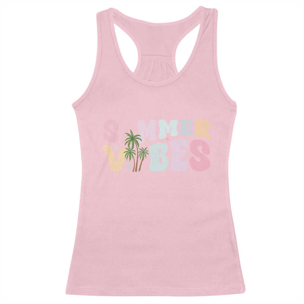 Summer Vibes Racerback Tank Top Beach Life Gift Distressed Beach Mom TS10 Light Pink Print Your Wear