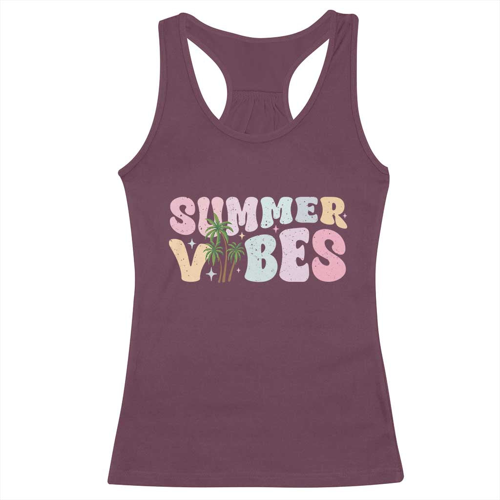 Summer Vibes Racerback Tank Top Beach Life Gift Distressed Beach Mom TS10 Maroon Print Your Wear