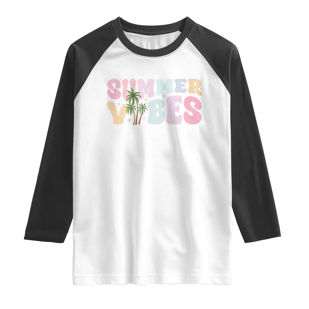 Summer Vibes Raglan Shirt Beach Life Gift Distressed Beach Mom TS10 White Black Print Your Wear
