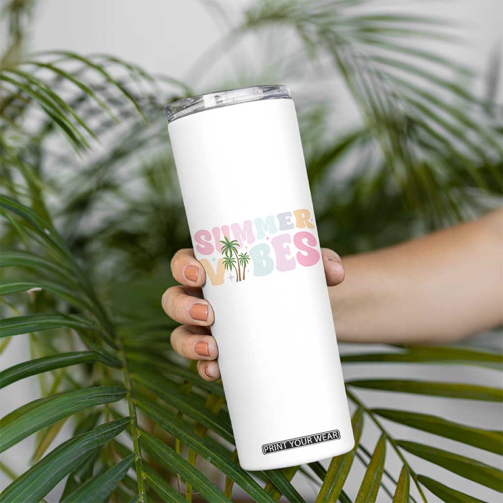 Summer Vibes Skinny Tumbler Beach Life Gift Distressed Beach Mom TS10 Print Your Wear