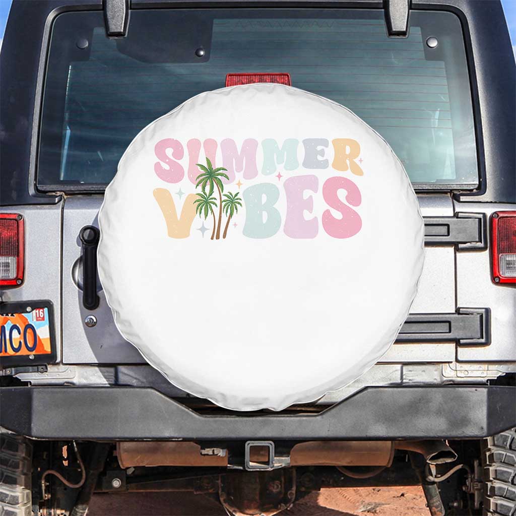 Summer Vibes Spare Tire Cover Beach Life Gift Distressed Beach Mom TS10 No hole White Print Your Wear