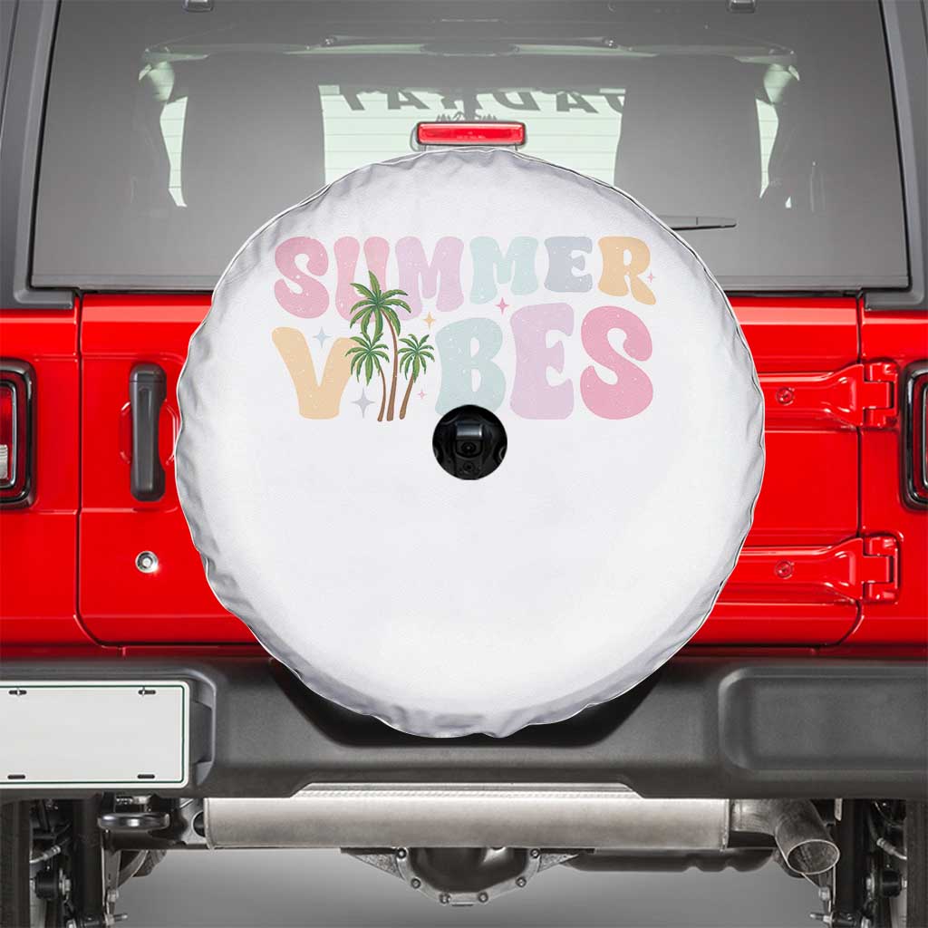 Summer Vibes Spare Tire Cover Beach Life Gift Distressed Beach Mom TS10 White Print Your Wear