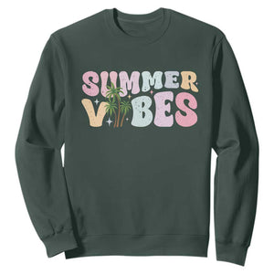 Summer Vibes Sweatshirt Beach Life Gift Distressed Beach Mom TS10 Dark Forest Green Print Your Wear