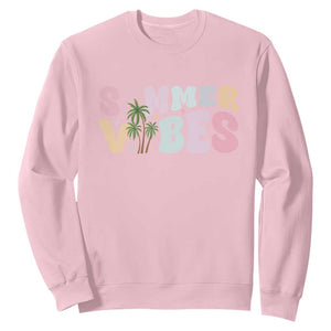 Summer Vibes Sweatshirt Beach Life Gift Distressed Beach Mom TS10 Light Pink Print Your Wear