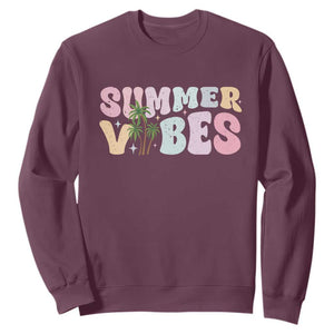Summer Vibes Sweatshirt Beach Life Gift Distressed Beach Mom TS10 Maroon Print Your Wear