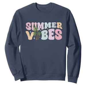 Summer Vibes Sweatshirt Beach Life Gift Distressed Beach Mom TS10 Navy Print Your Wear