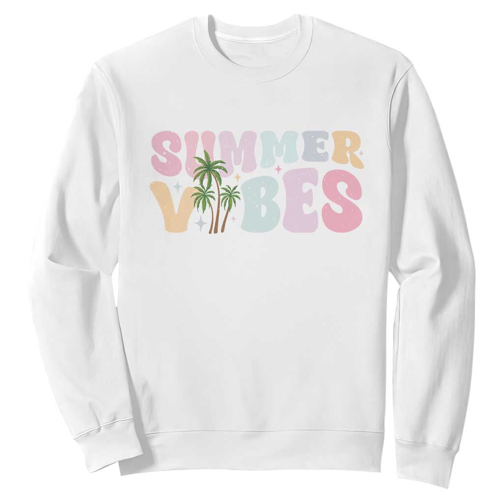 Summer Vibes Sweatshirt Beach Life Gift Distressed Beach Mom TS10 White Print Your Wear