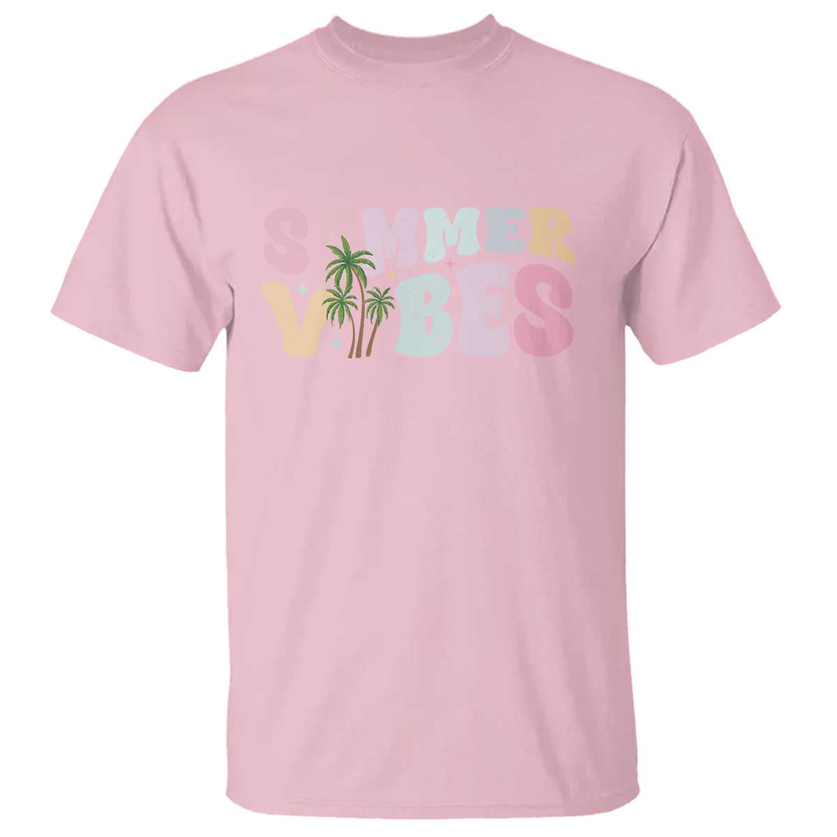 Summer Vibes T Shirt Beach Life Gift Distressed Beach Mom TS10 Light Pink Print Your Wear