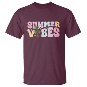 Summer Vibes T Shirt Beach Life Gift Distressed Beach Mom TS10 Maroon Print Your Wear