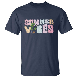 Summer Vibes T Shirt Beach Life Gift Distressed Beach Mom TS10 Navy Print Your Wear