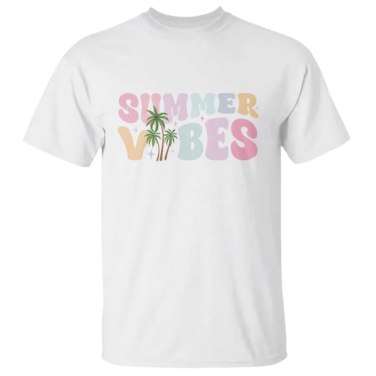 Summer Vibes T Shirt Beach Life Gift Distressed Beach Mom TS10 White Print Your Wear