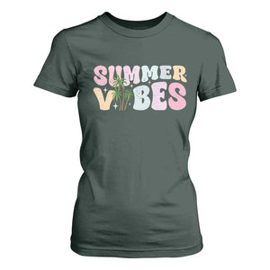 Summer Vibes T Shirt For Women Beach Life Gift Distressed Beach Mom TS10 Dark Forest Green Print Your Wear
