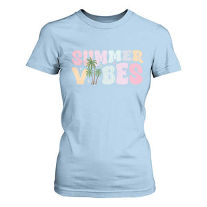 Summer Vibes T Shirt For Women Beach Life Gift Distressed Beach Mom TS10 Light Blue Print Your Wear