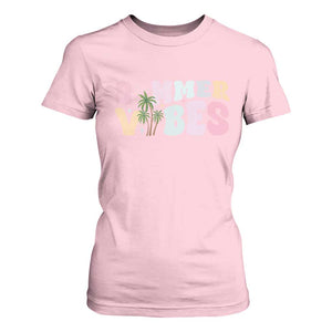 Summer Vibes T Shirt For Women Beach Life Gift Distressed Beach Mom TS10 Light Pink Print Your Wear
