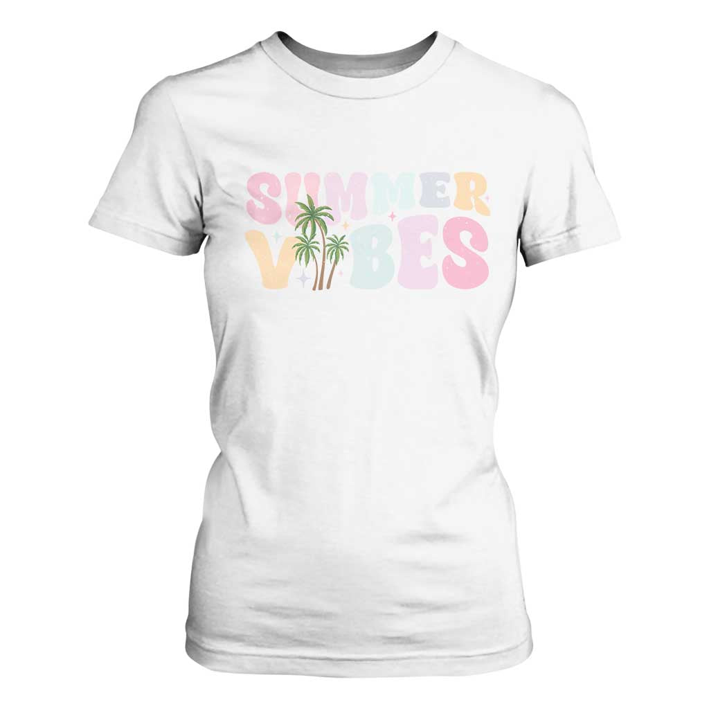 Summer Vibes T Shirt For Women Beach Life Gift Distressed Beach Mom TS10 White Print Your Wear