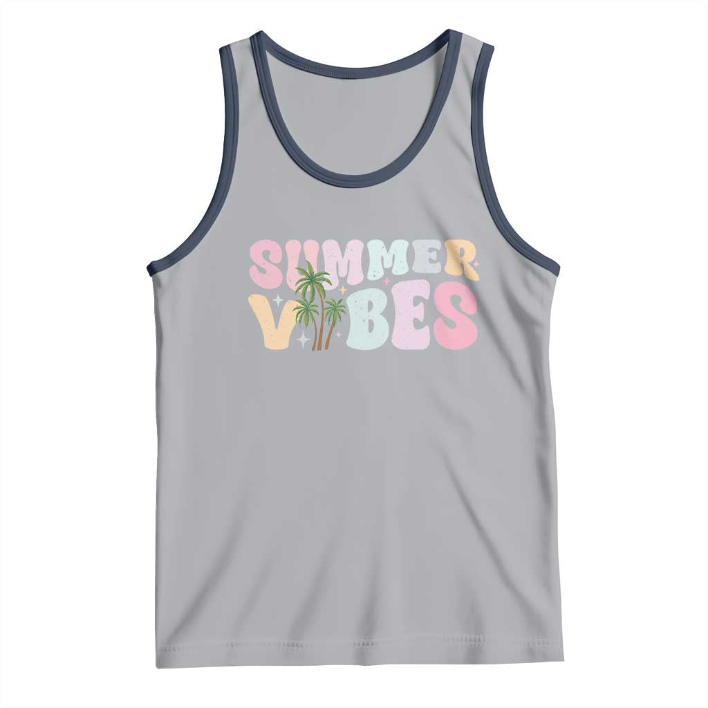 Summer Vibes Tank Top Beach Life Gift Distressed Beach Mom TS10 Athletic Heather Navy Print Your Wear