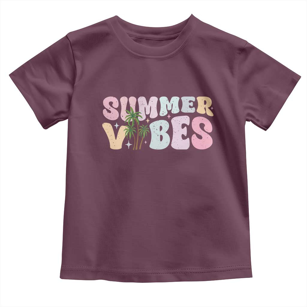 Summer Vibes Toddler T Shirt Beach Life Gift Distressed Beach Mom TS10 Maroon Print Your Wear