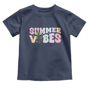 Summer Vibes Toddler T Shirt Beach Life Gift Distressed Beach Mom TS10 Navy Print Your Wear