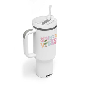 Summer Vibes Tumbler With Handle Beach Life Gift Distressed Beach Mom TS10 Print Your Wear