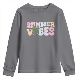 Summer Vibes Youth Sweatshirt Beach Life Gift Distressed Beach Mom TS10 Charcoal Print Your Wear