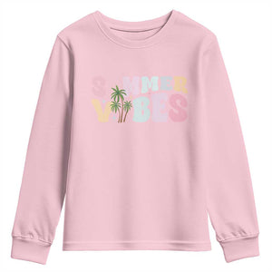 Summer Vibes Youth Sweatshirt Beach Life Gift Distressed Beach Mom TS10 Light Pink Print Your Wear