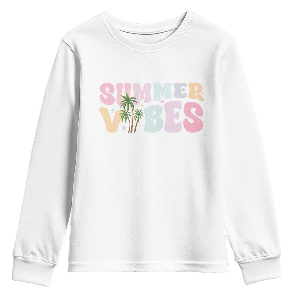 Summer Vibes Youth Sweatshirt Beach Life Gift Distressed Beach Mom TS10 White Print Your Wear