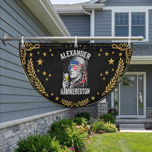 Funny Hamilton Drinking Patriotic Fan Flag Alexander Hammeredton 4th of July Beer Merica Flag