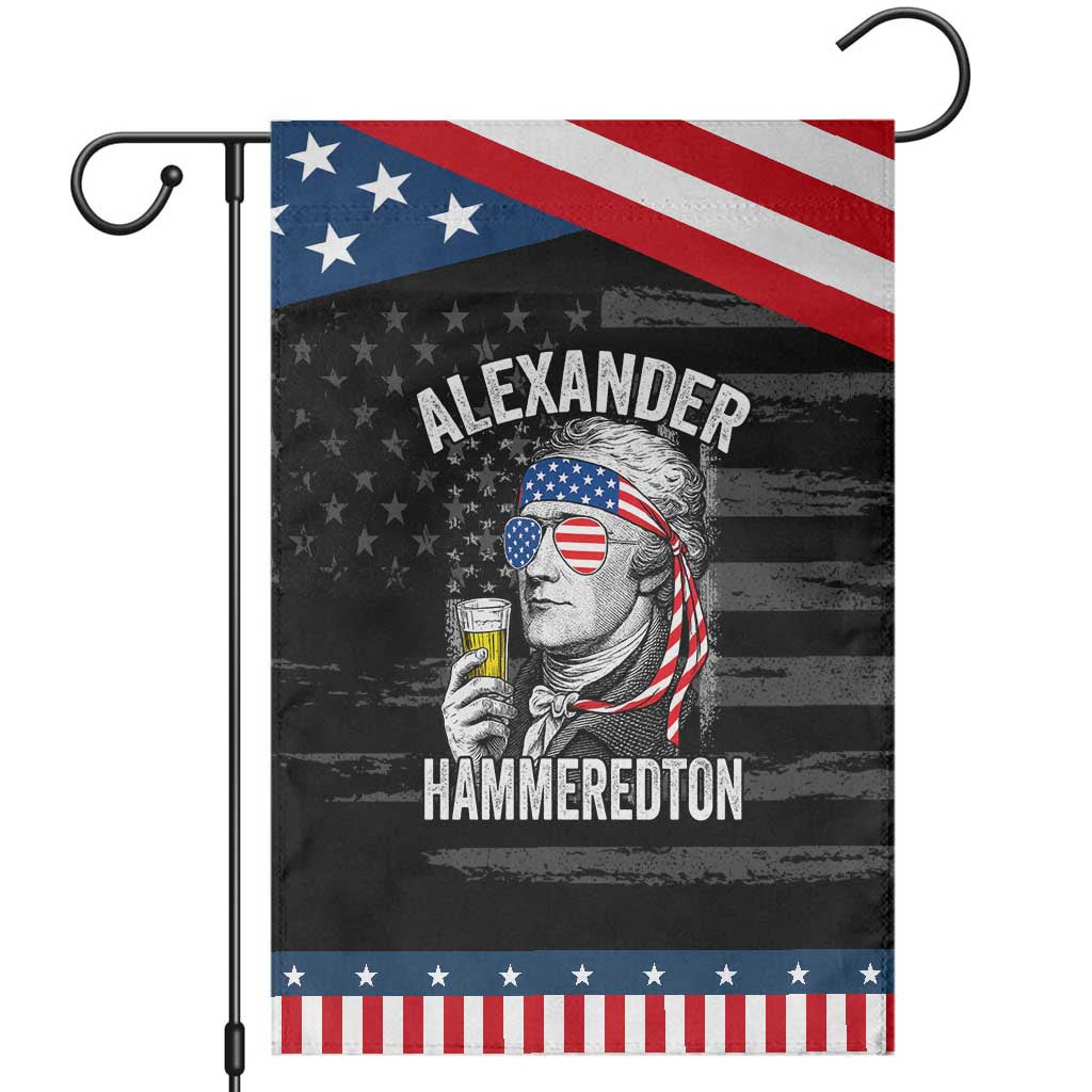 Funny Hamilton Drinking Garden Flag Alexander Hammeredton 4th of July Beer Merica Flag TS10 Distressed Black Blue Print Your Wear